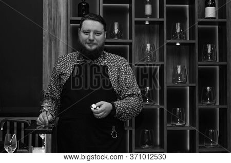 Sommelier, Cavist. Training In School Sommelier. Wine School. Wine Tasting. Tinted.