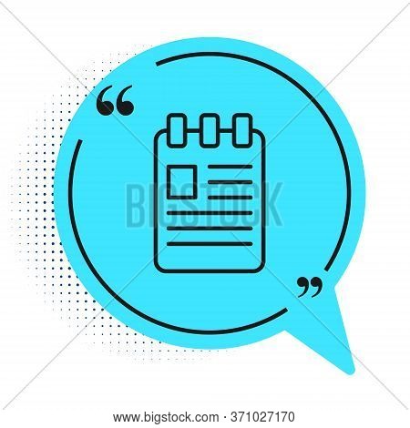 Black Line Notebook Icon Isolated On White Background. Spiral Notepad Icon. School Notebook. Writing