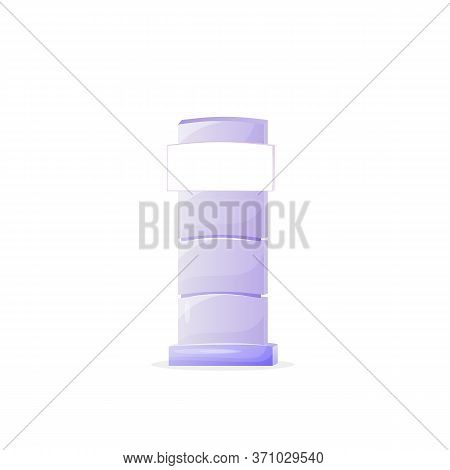 Metal Vector Advert Board Sign Illustration. Urban Stand With Blank Screen. Commercial Billboard Moc