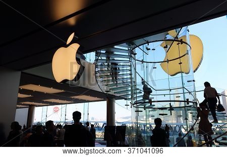 Hong Kong, China - October 6, 2018: Inside The Flagship Apple Store In Tsim Sha Tsui, Kowloon, Hong 