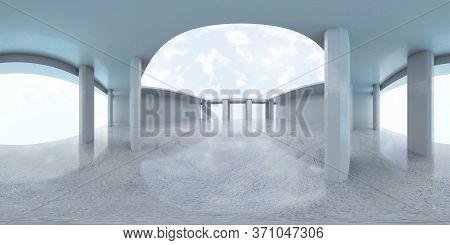 Abstract Concrete Architecture 3d Render 360 Panorama Illustration Equirectangular Illustration
