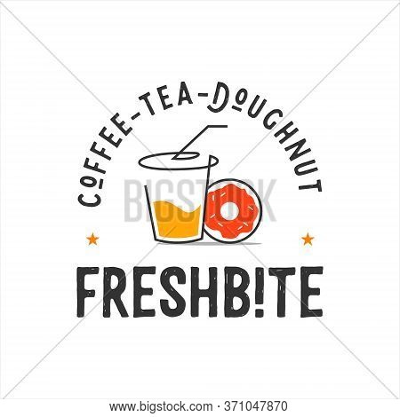 Cup And Doughnut Logo Vector In Emblem Style Best For Breakfast And Coffee Snack Cafe Design Templat