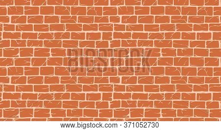 Brick White Wall Seamless Pattern, Old Rectangle Bricks For Poster House Facade Decoration. Rough Vi