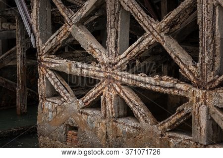 Reinforced Concrete Have Cracked And Rusty In Steel Structure In Caused By Salt In The Sea, Danger A