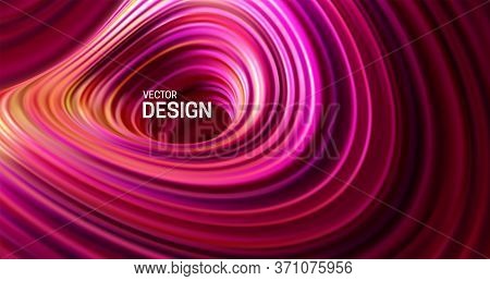 Purple Striped Surface. Liquid Flowing Shape. Vector 3d Illustration. Abstract Colorful Background. 