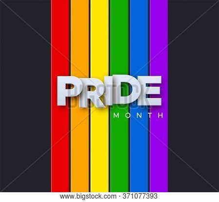 Lgbtq Pride Month. Vector Illustration. White Paper Label On Rainbow Flag Background. Human Rights O