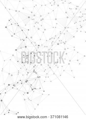 Social Media Communication Digital Concept. Network Nodes Greyscale Plexus Background. Linked Dot No
