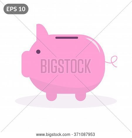 Piggy Bank Classic Symbol Isolated On White Background
