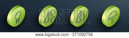 Set Isometric Light Emitting Diode, Exclamation Mark In Triangle, High Voltage And Light Emitting Di