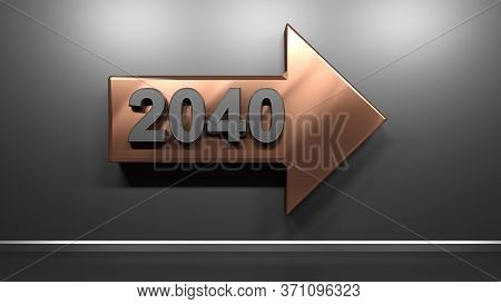 Copper Arrow 2040 To The Right - 3d Rendering Illustration