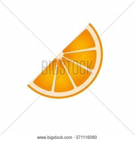Slice Of An Orange Isolated On White. Citrus Symbol For Juices And Decoration.