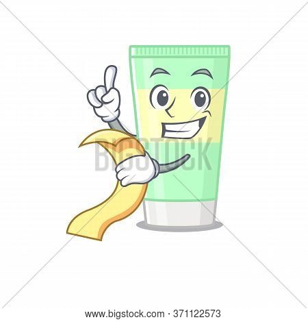 Cleansing Foam Mascot Character Style With A Menu On His Hand
