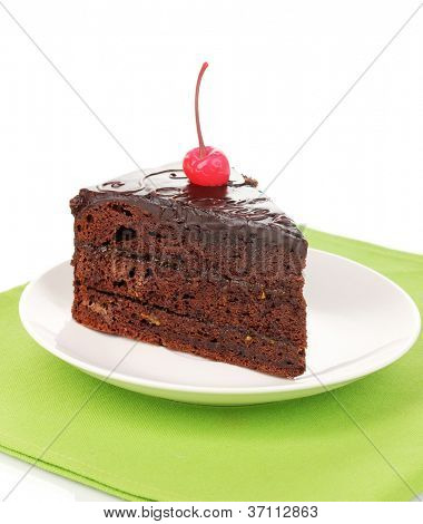 Beyaz izole çikolata sacher kek