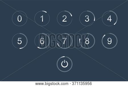 Countdown Clock Digits - Time Remaining In Modern Circular Decorations On Dark Background - Vector E