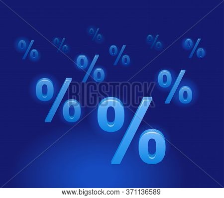 Sales Banner - Promo Picture With Shining Percent  Symbols On Dark Blue Background - Vector Retail S