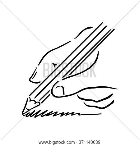 Hand Writing Or Drawing - Drawn Monochrome Silhouette Illustration With Hand Holding Pencil