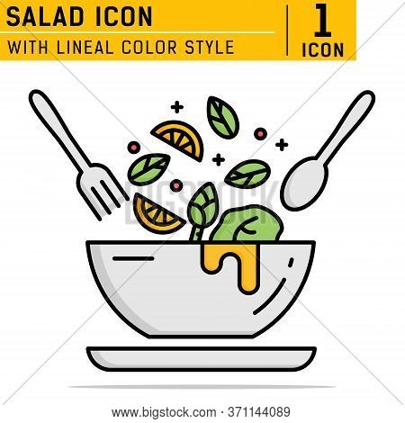Salad Lineal Color Icon. Food Dish Recipe, Nutrition Concept, Salad Ingredients. With Filled Color S