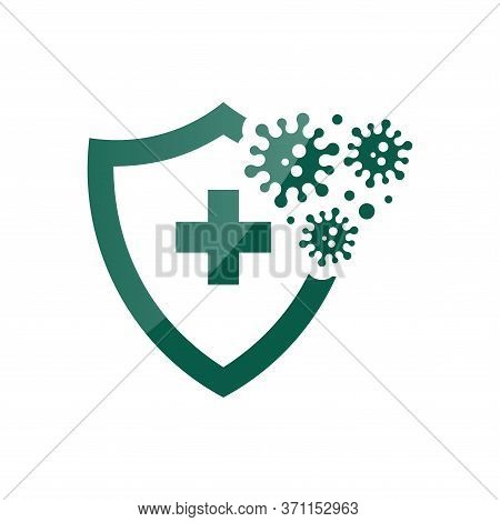 Coronavirus 2019-ncov Bacteria Icon. Bacteria Protection Logo Vector. Coronavirus Outbreak Stop Viru