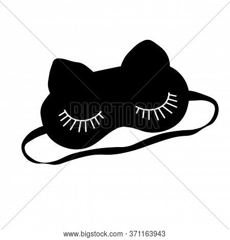 Vector Stock Illustration Of A Sleep Mask.funny Funny Cute Face Of A Cat. Doodle Insomnia Symbol. Ni