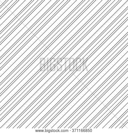 Diagonal Thin Black Lines Abstract On White Background. Seamless Surface Pattern Design With Linear 