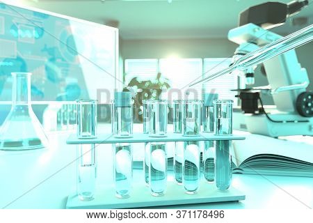 Drinkable Water Quality Test For Conductivity - Laboratory Test Tubes In Modern Scientific Study Cli