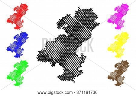 Ulm City (federal Republic Of Germany, Baden-wurttemberg) Map Vector Illustration, Scribble Sketch C