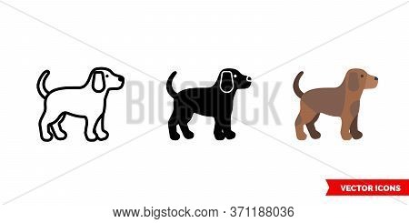 Dog Icon Of 3 Types. Isolated Vector Sign Symbol.