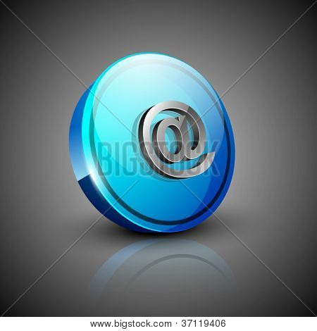 Lesklý 3D web 2.0 e-mailová adresa 'v' ikonu symbolu sada. EPS 10.