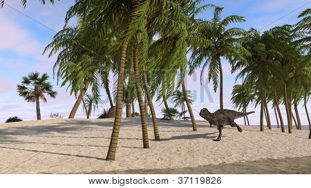 Majungasaurus na břehu