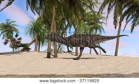 Majungasaurus na břehu