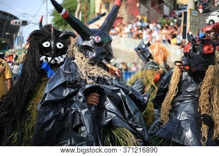 Salvador, Bahia / Brazil - January 24, 2016: Members Of The Cultural Group Caretas From Praia Do For