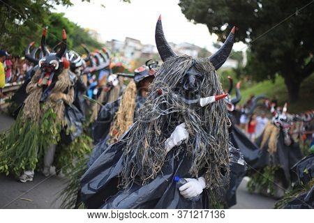 Salvador, Bahia / Brazil - January 24, 2016: Members Of The Cultural Group Caretas From Praia Do For