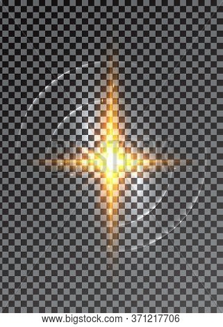 Cross Of Light, Shiny Cross With Golden Frame Symbol Of Christianity. Symbol Of Hope And Faith. Brig