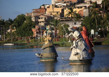 Salvador, Bahia / Brazil - January 19, 2018: Orisha Sculptures, Candombe Spirit Are Seen At Dique Do