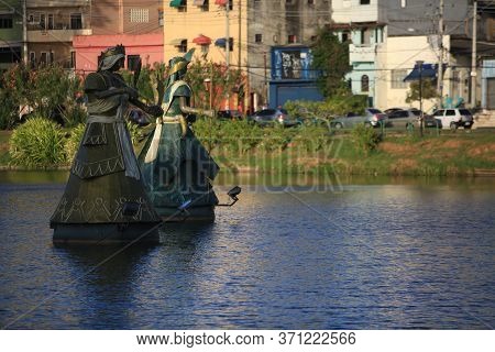 Salvador, Bahia / Brazil - January 19, 2018: Orisha Sculptures, Candombe Spirit Are Seen At Dique Do