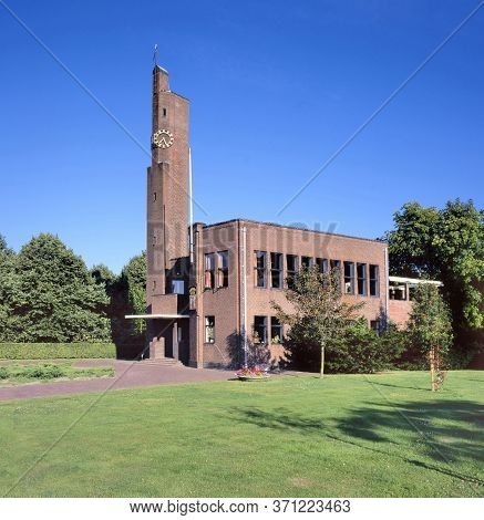 Usquert,holland-june 11,2018; Former Townhall Of Usquert, Groningen, Holland.the Small Village Commu