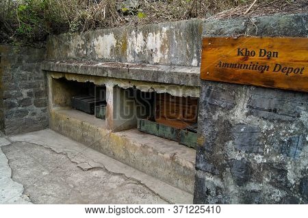Cat Ba, Vietnam - March 9, 2016: Cannon Fort Open Air War Museum- Ammunition Military Depot