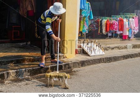 Hoi An, Vietnam - March 25, 2016: Cleaning Disinfection In The Asian Market