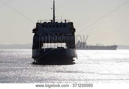 Salvador, Bahia / Brazil - October 26, 2016: Ferry Boat Rio Paraguacu Is Seen Standing In Todos Os S