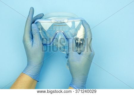 Scuba Diving Mask For Swimming And Disinfection, Virus Protection, Symbol Of Summer 2020, The Concep