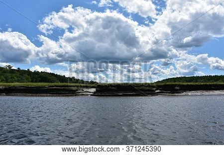 Beautiful Tidal Landscape With A Marsh And River.