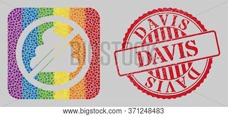 Grunge Davis Stamp Seal And Mosaic Forbidden Shit Stencil For Lgbt. Dotted Rounded Rectangle Collage
