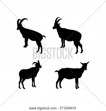 Set Of Goat Logo Design Template. Goat Icon Vector Illustration For Business Logo.