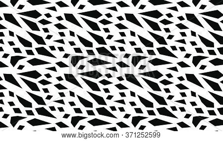 Abstract Pattern Design In Black And White Inspired In Sharp Fragments Of Glass. Vector Pattern For 