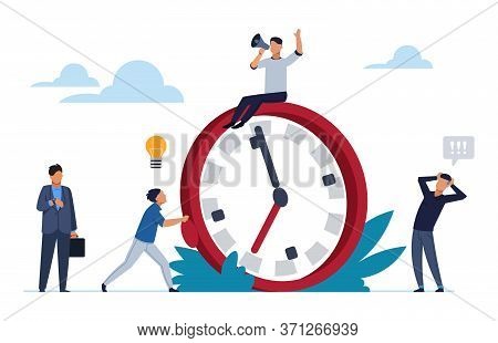 Deadline Concept. Office People Work In High Stress. Flat Cartoon Vector Illustration Characters Wor