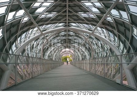 Kuala Lumpur, Malaysia - June 11, 2020: Saloma Link Pedestrian Bridge Connecting Kampung Baru And Kl