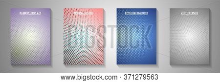 Flat Circle Screen Tone Gradation Cover Templates Vector Set. Urban Banner Faded Screen Tone Pattern