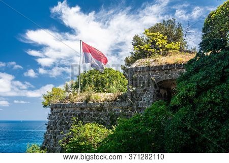 An Old Fortress In Monaco-ville In The Principauty Of Monaco.