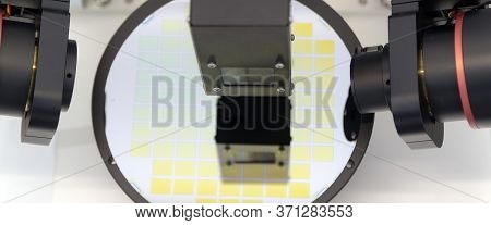 Ellipsometer Tool In A Laboratory. Silicon Wafer With Cells Measure Thickness Of Film On Ellipsomete