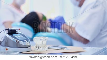 Dental Equipment Tools Dentist Medicine On Desk